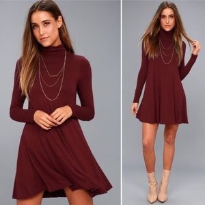 NWT LULUS Burgundy Sway Girl Sway Swing Dress S